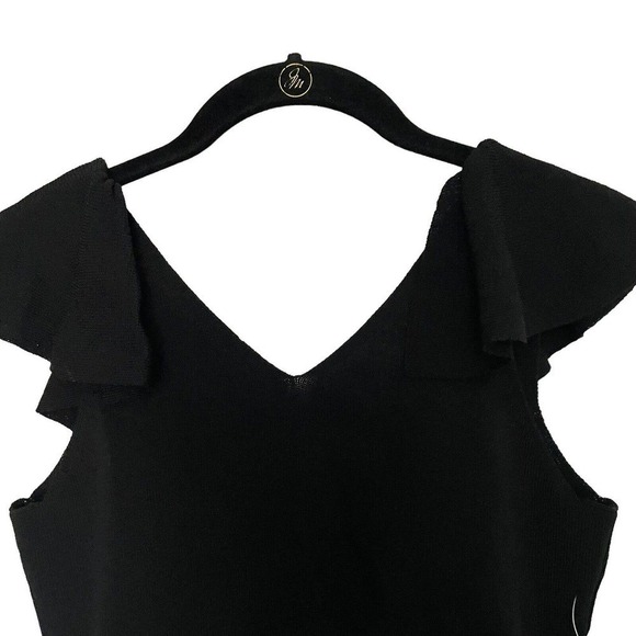 Sashin & Babi Knit tank top Black V-neck with deep V back Ruffle - Size S - Picture 6 of 8